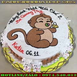 Bánh kem con Khỉ tặng sinh nhật người tuổi Thân - KI17